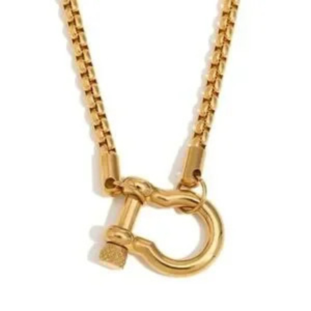 18K Gold Carabiner Chain Necklace (7118)